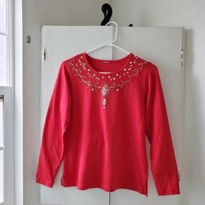 Women's sequined red Top
